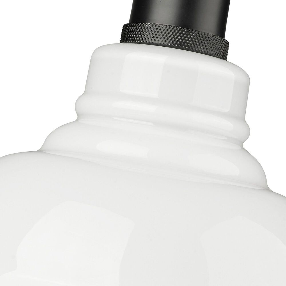 Golden Lighting Carver 1-Light Pendant with Vintage Milk Shade in Matte Black, , large