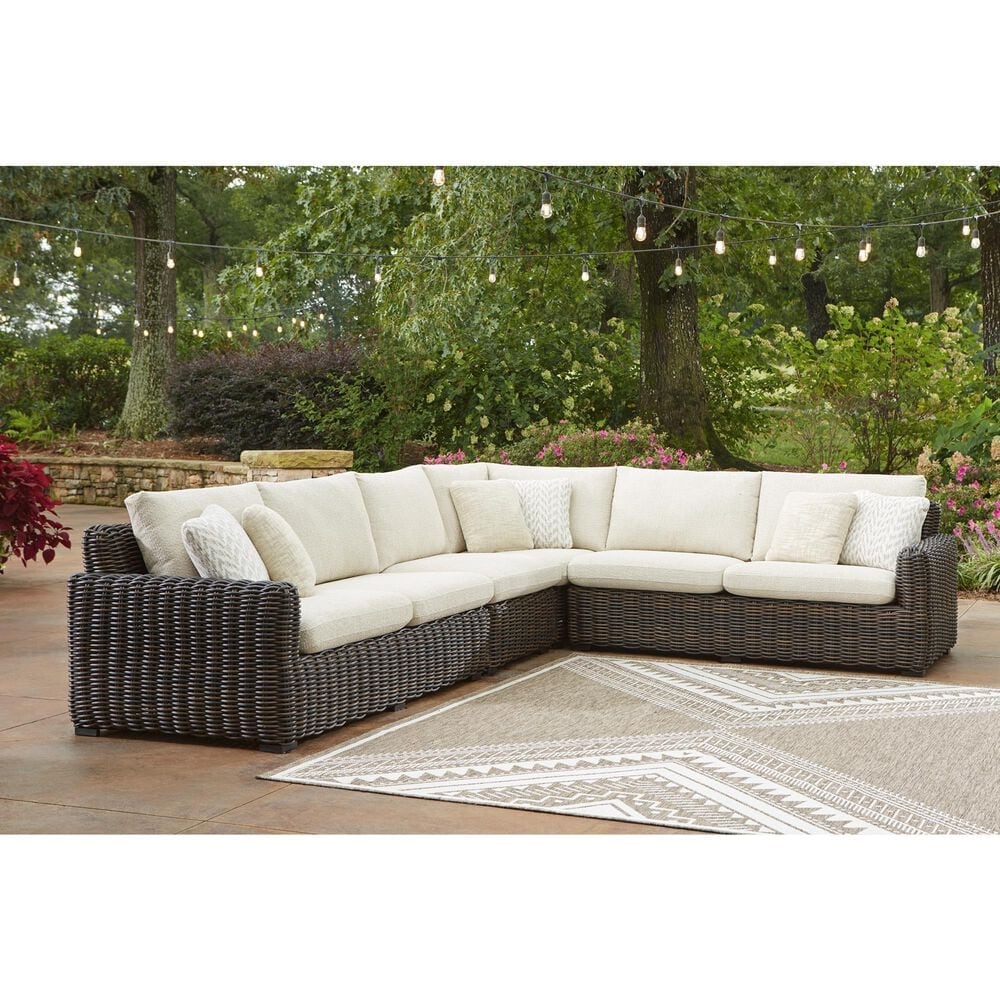 Ashley Kimora Patio Corner Chair in Beige, , large