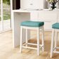 Linon Home Decor Claridge Counter Stool with Teal Cushion in White, , large