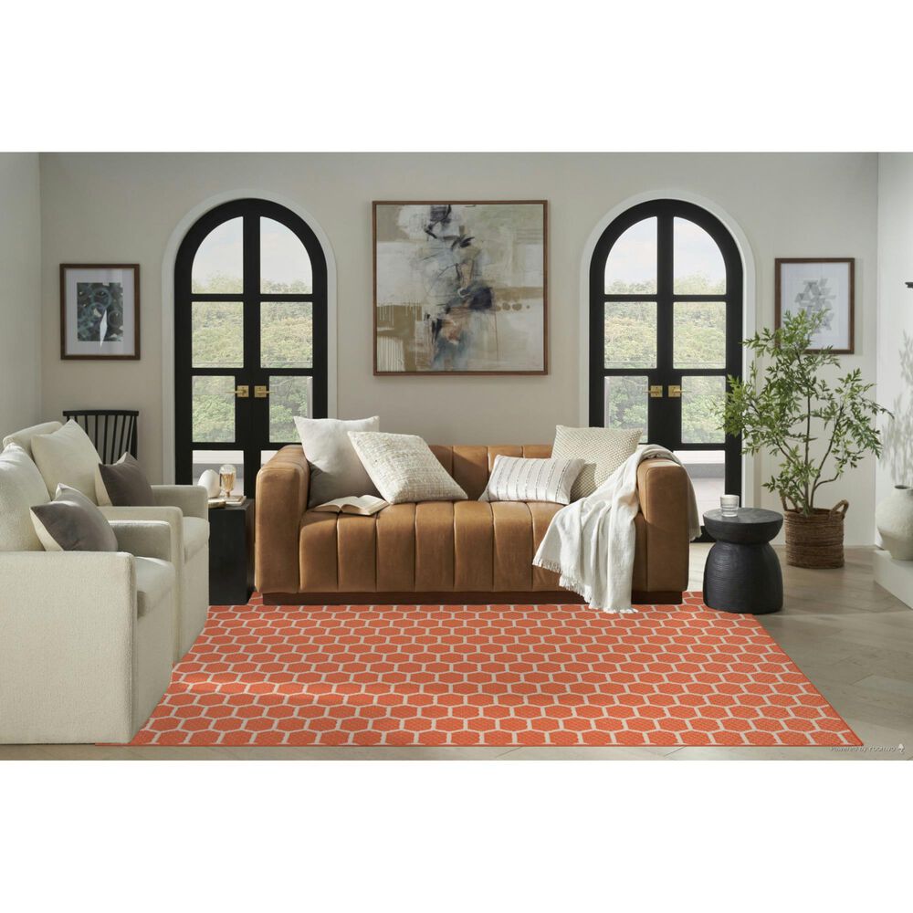Nourison Twist Reversible 6&#39; x 9&#39; Coral Indoor/Outdoor Area Rug, , large