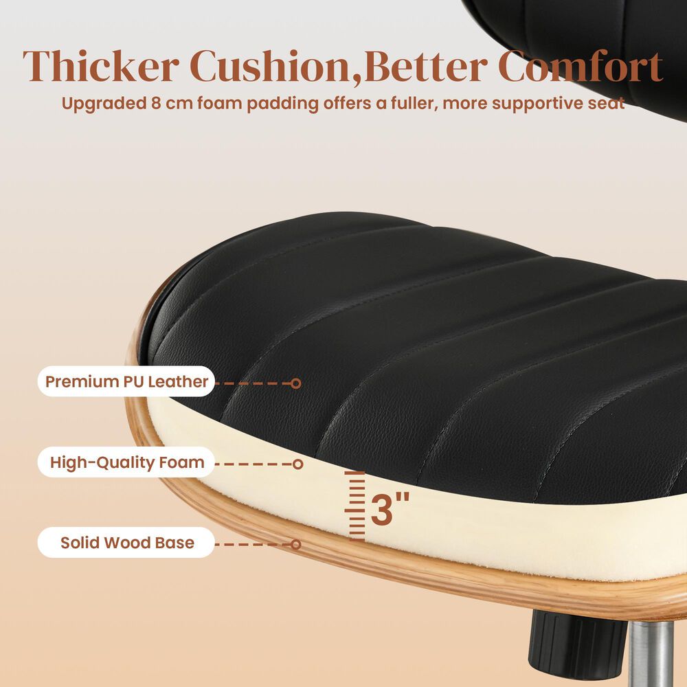 HOMLUX Ergonomic Swivel Office Chair with Vertical Channel-Tufted Cushion in Black, , large