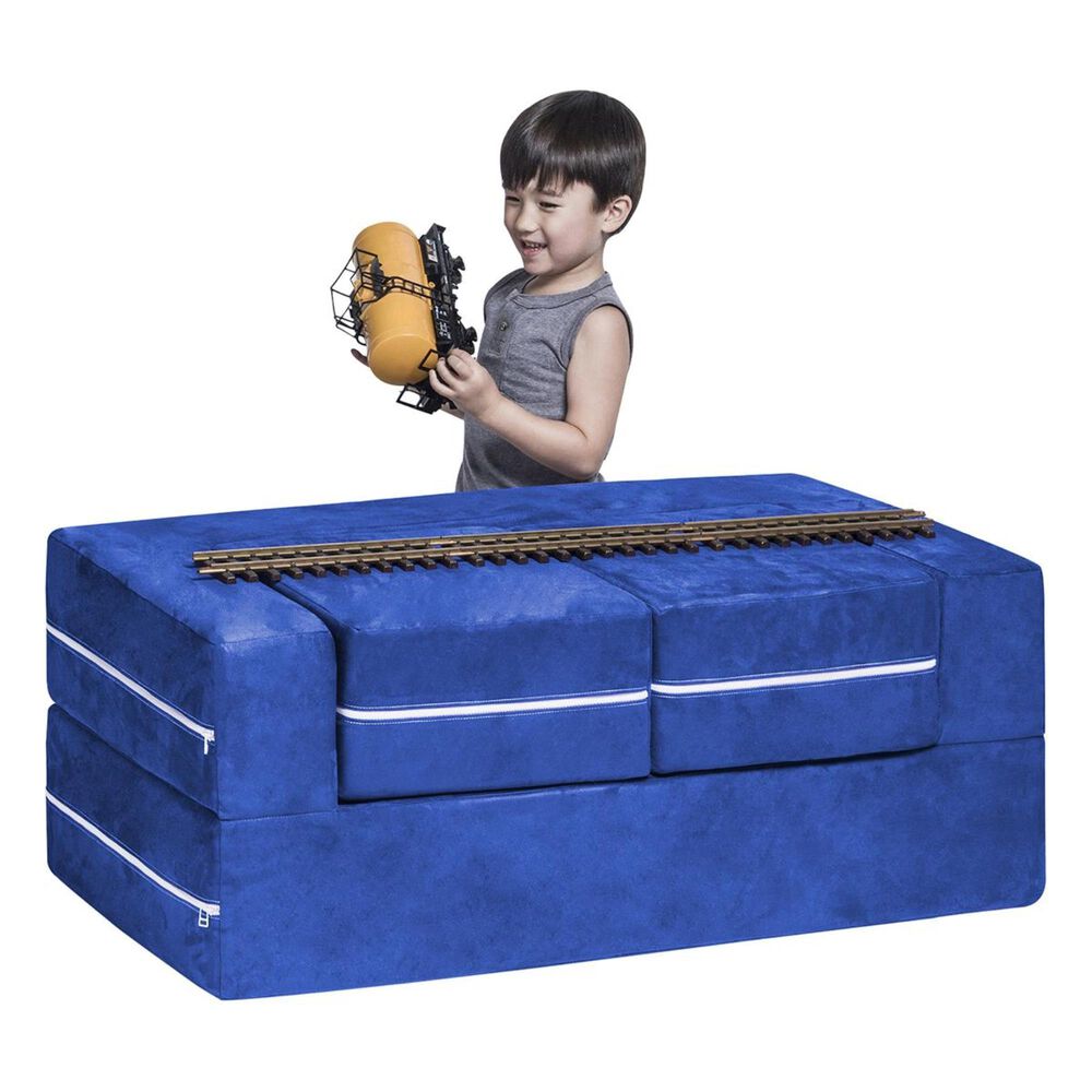 Jaxx Zipline Modular Kids Loveseat &amp; Ottomans in Blueberry, , large