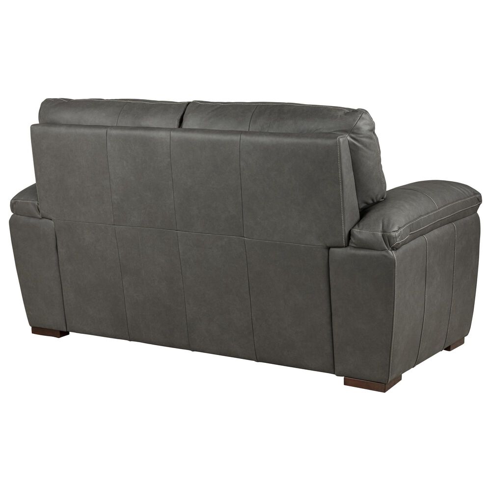 Superb Leather Leather Stationary Loveseat in Oslo Dark Grey, , large