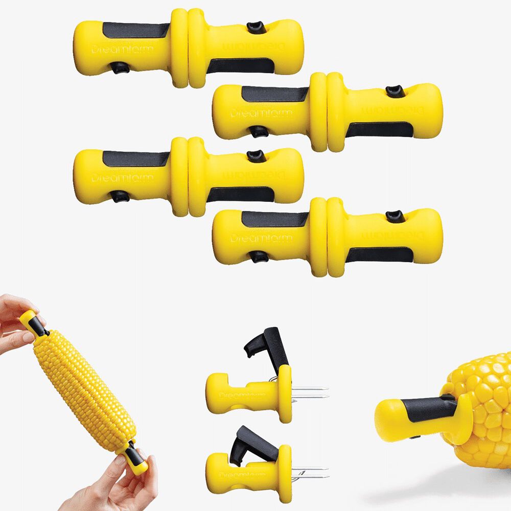 Dreamfarm Lockorns Lock Corn Holder in Yellow and Black &#40;Set of 4 Pairs&#41;, , large