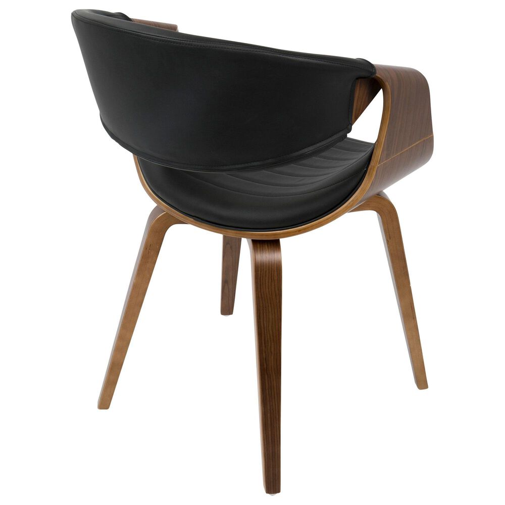 Lumisource Curvo Dining Chair in Black Faux Leather and Walnut Finish, , large