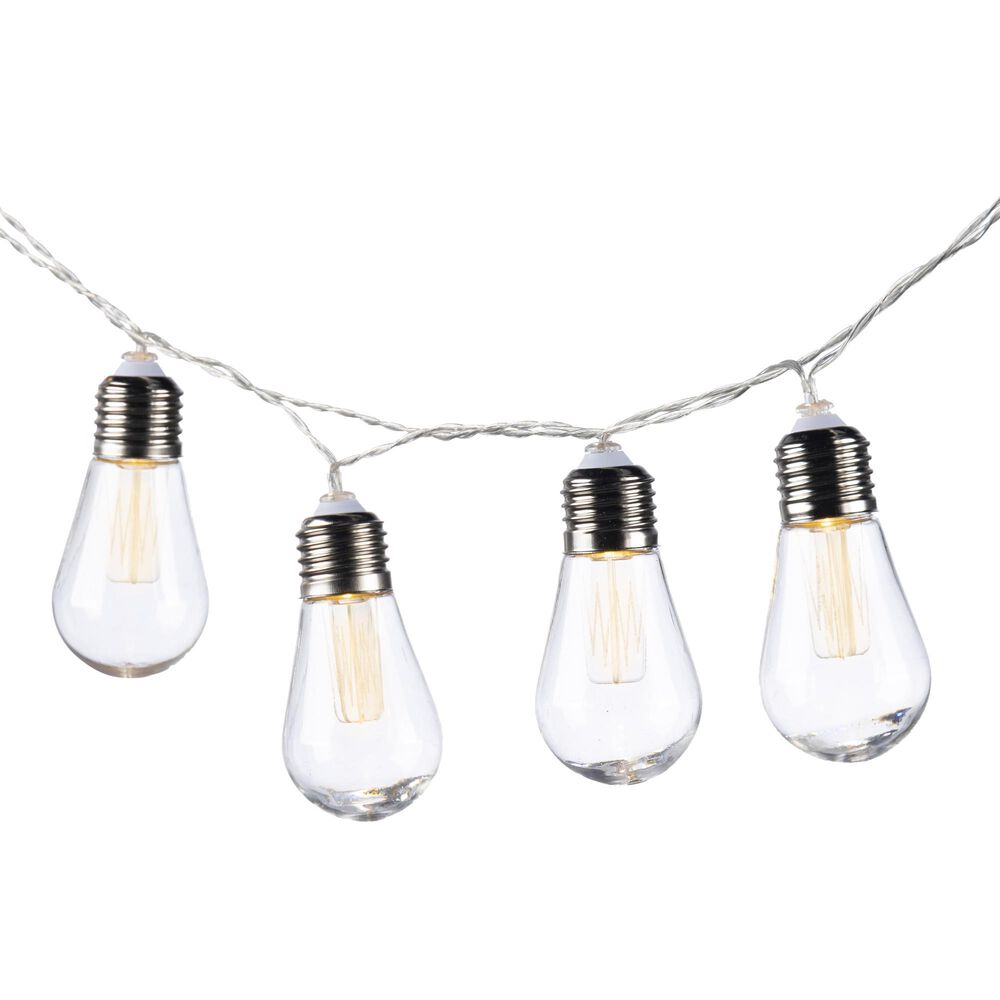 The Gerson Company 6" Bullet Solar Patio String Lights with Warm White LED Bulbs in Silver, , large