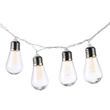The Gerson Company 6" Bullet Solar Patio String Lights with Warm White LED Bulbs in Silver, , large