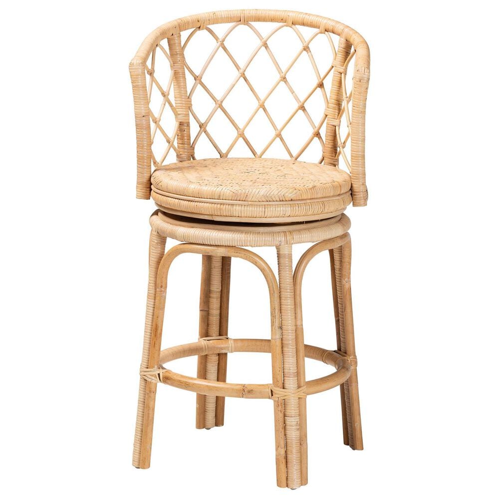 Baxton Studio Ayu Swivel Counter Stool in Light Honey, , large