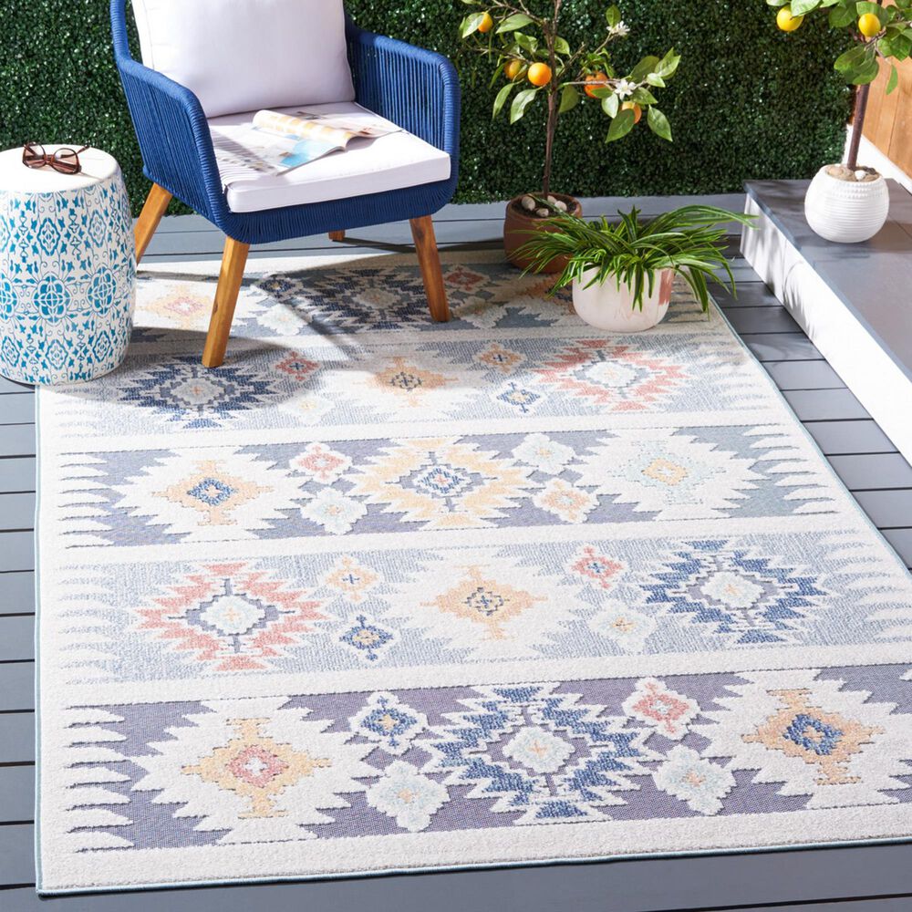 Safavieh Sarasota 4&#39;5&quot; x 6&#39;5&quot; Light Blue and Grey Indoor/Outdoor Area Rug, , large