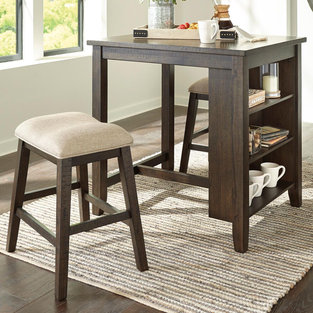 Signature Design by Ashley Rokane 3-Piece Counter Height Table Set in Beige, , large