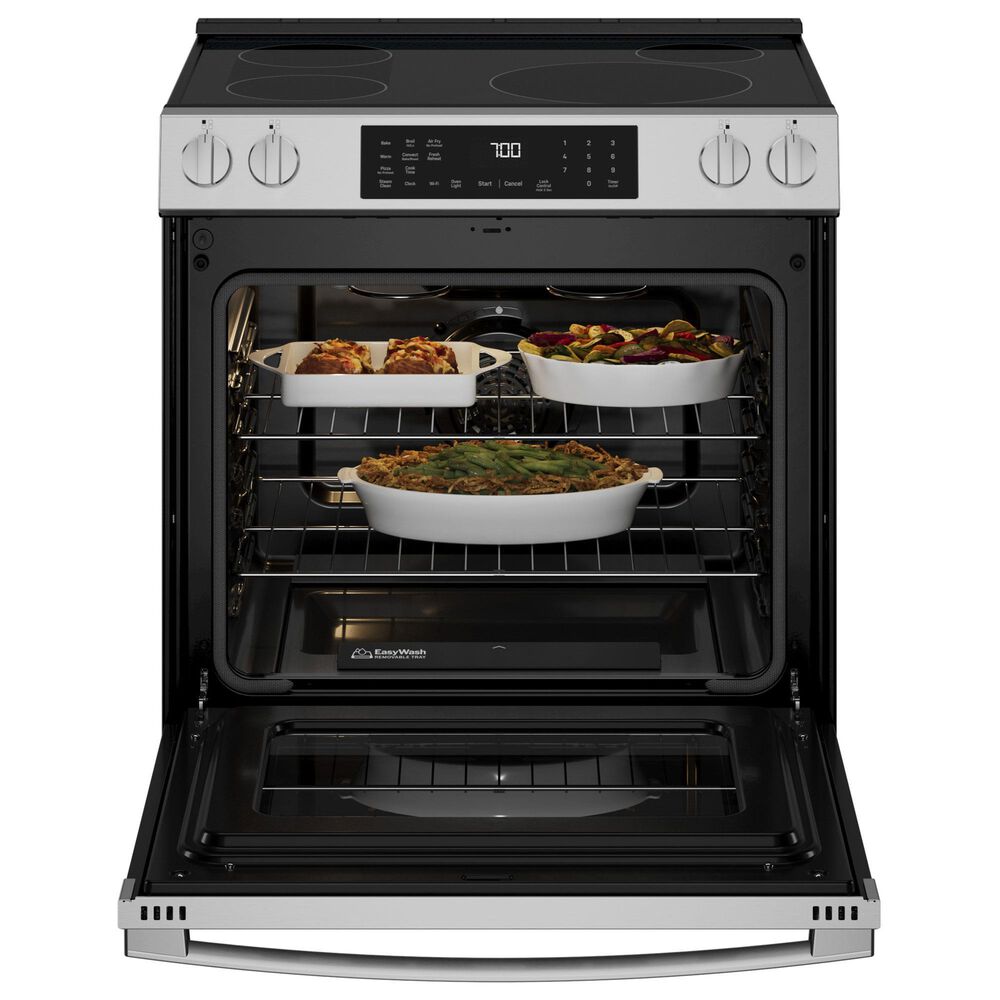 GE Profile 2-Piece Kitchen Package with 30" Smart Slide-In Electric Range and Over-the-Range Sensor Microwave Oven in Stainless Steel, , large