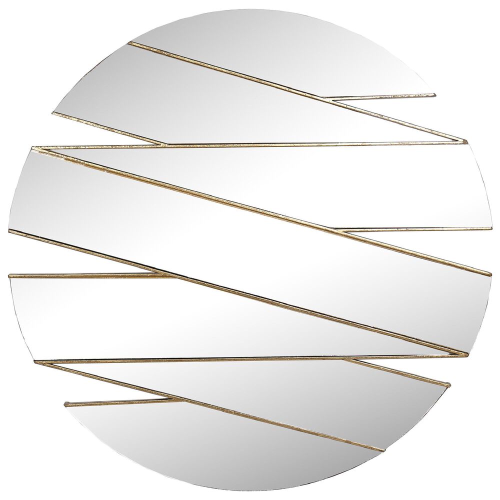 Flair Industries Round Wall Mirror in Ribboned Gold, , large