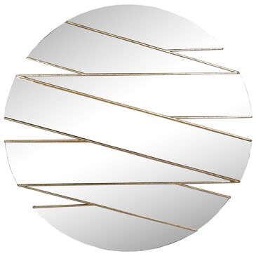 Flair Industries Round Wall Mirror in Ribboned Gold, , large