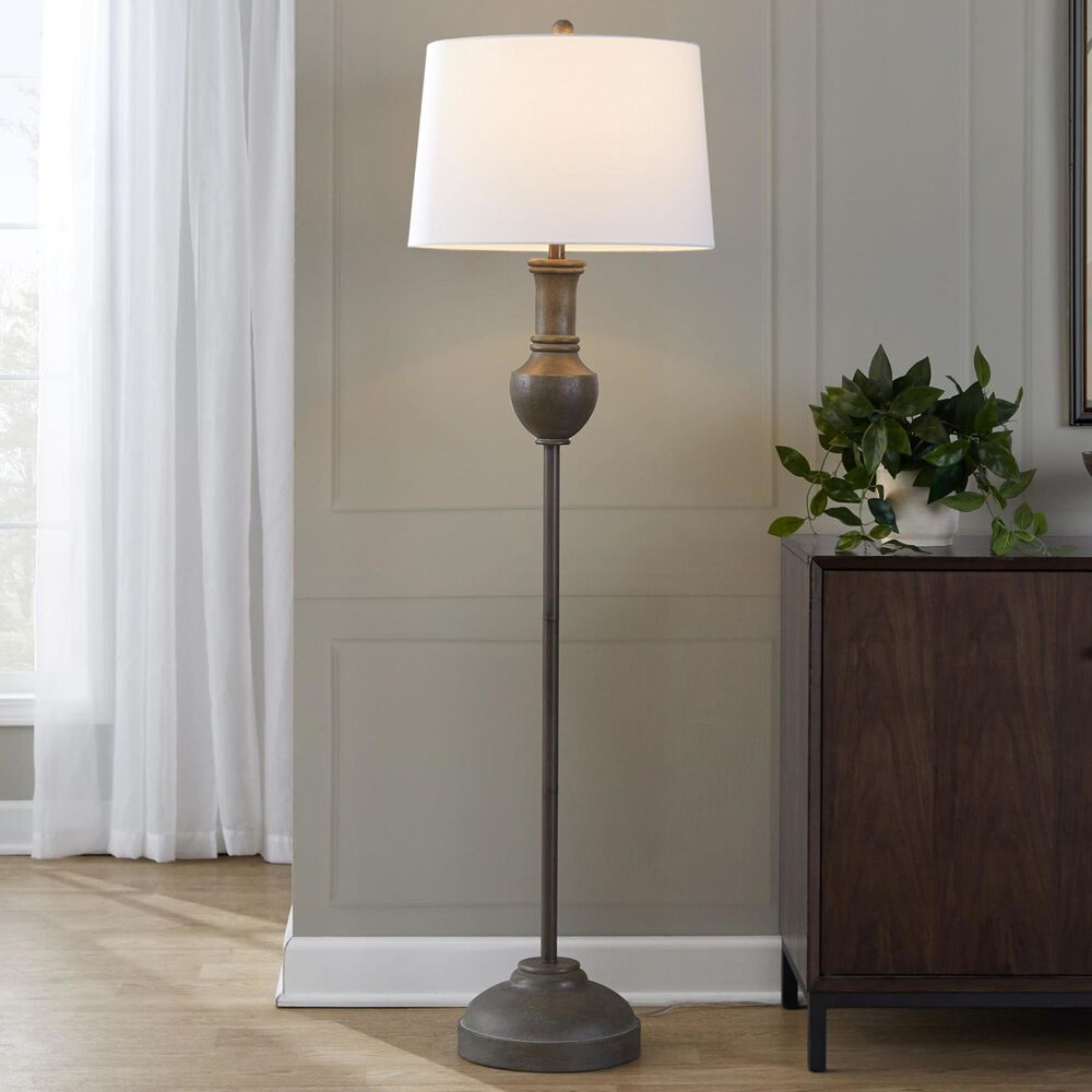 LumiSource Griffin Polyresin Floor Lamp in Grey, , large