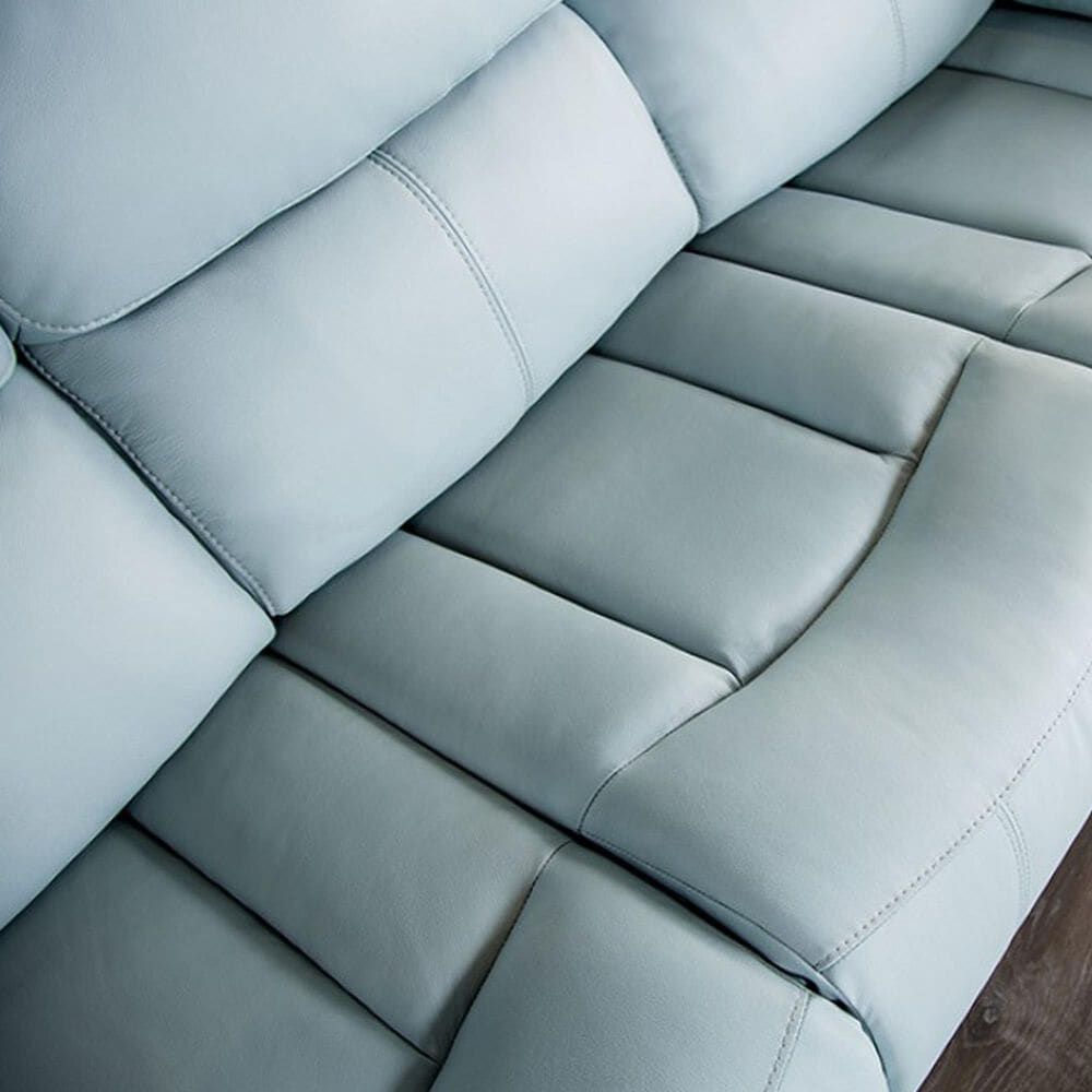Furniture of America Glarus Manual Recliner Sofa and Loveseat Set in Powder Blue, , large