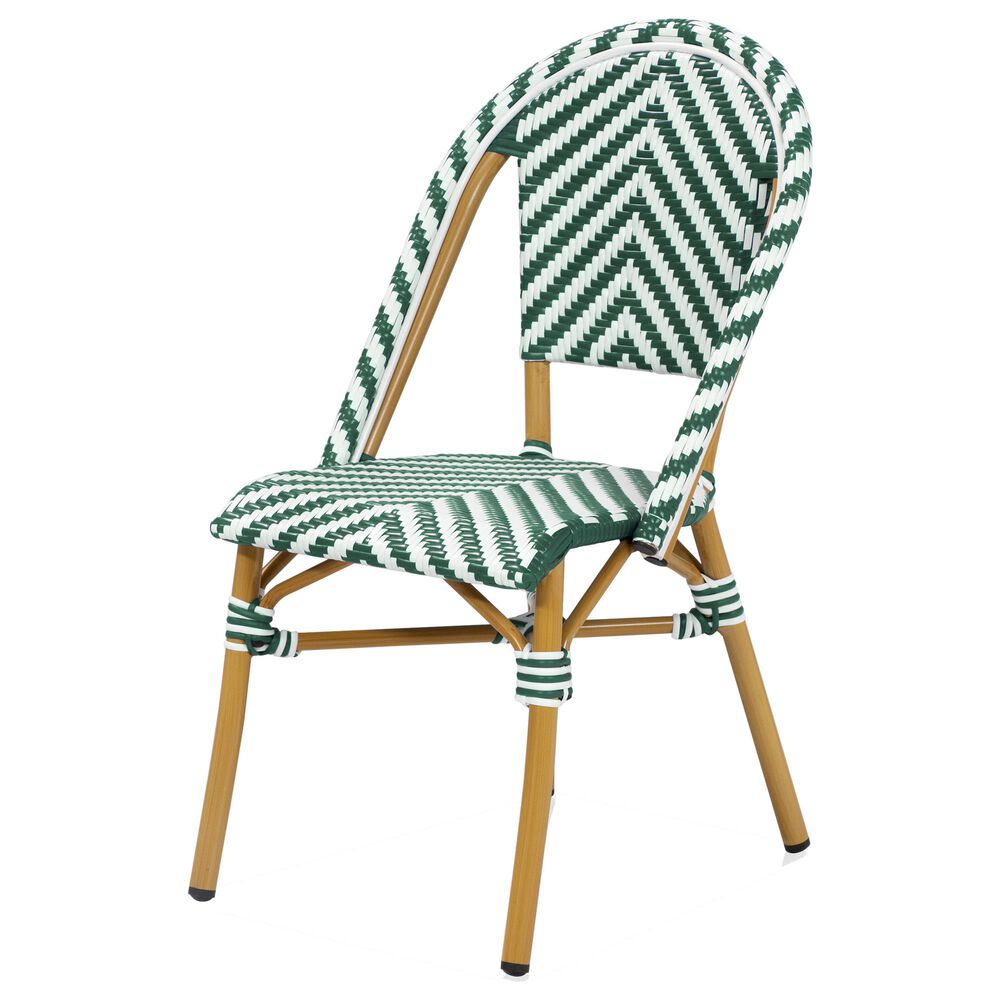 Furniture of America Lam Patio Dining Chair in Green/White, , large