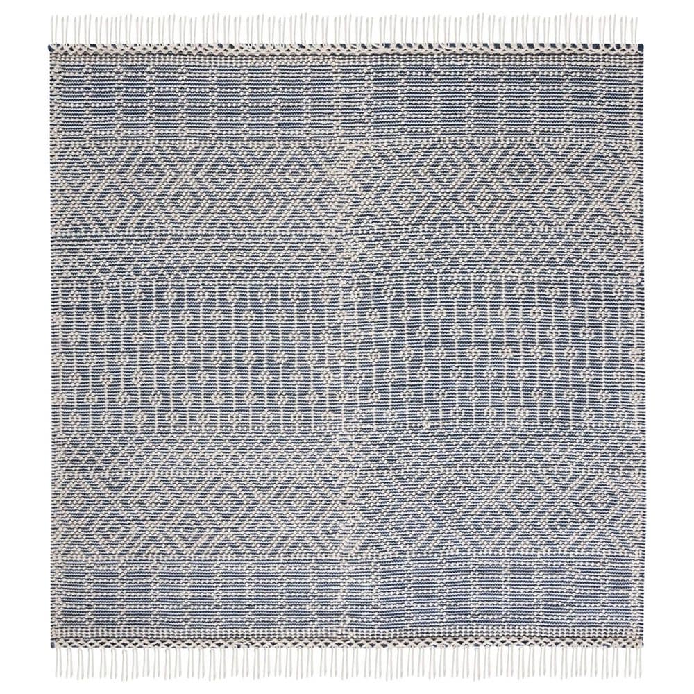 Safavieh Natura NAT852M 6" Square Ivory and Blue Area Rug, , large