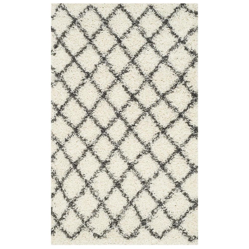 Safavieh Dallas Shag SGD258H-3 3" x 5" Ivory/Dark Grey Area Rug, , large