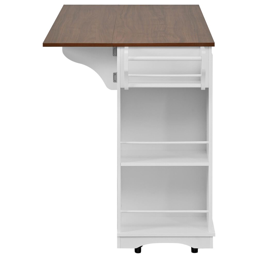 HOMLUX 54" Mobile Kitchen Island with Glass Door Storage in Walnut and White, , large