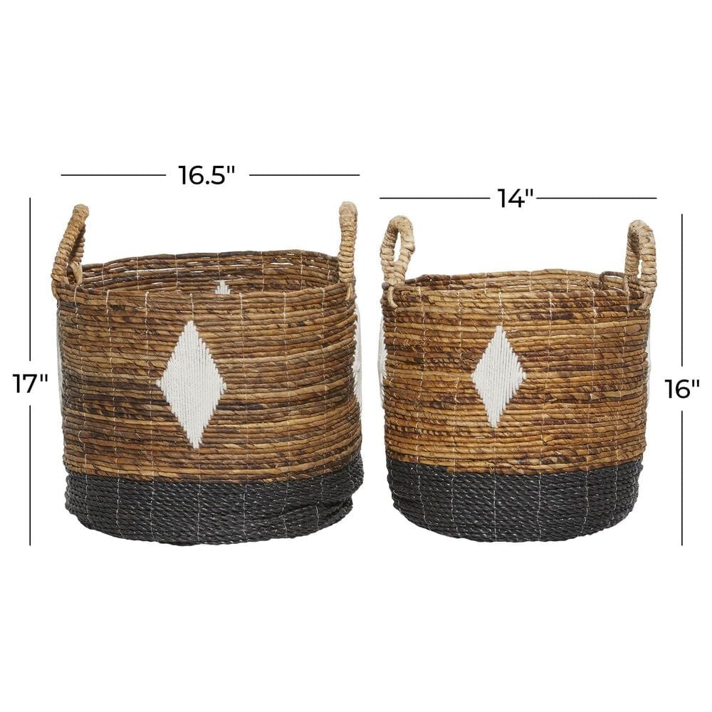 Maple and Jade Contemporary Storage Basket in Caramel Brown and Black &#40;Set of 2&#41;, , large