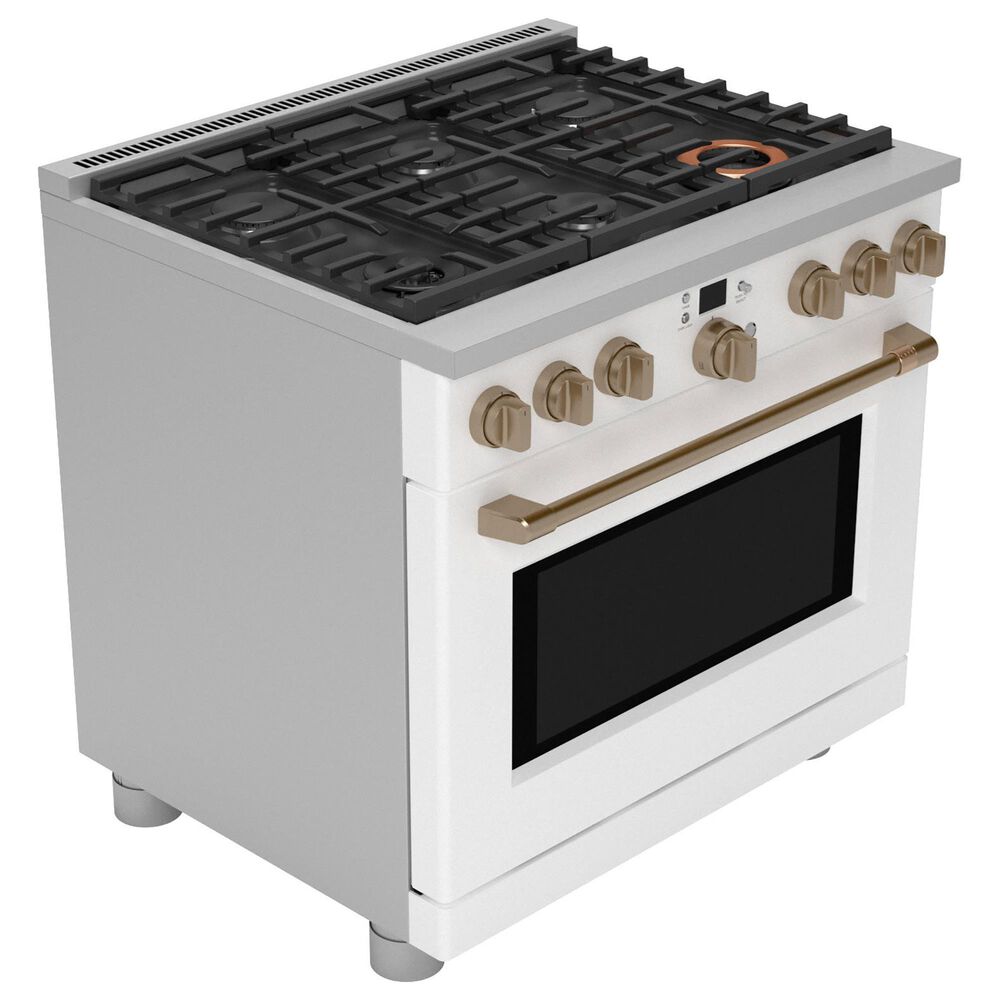 Cafe 6.2 Cu. Ft. Freestanding Natural Gas Range in Matte White and Brushed Bronze, , large
