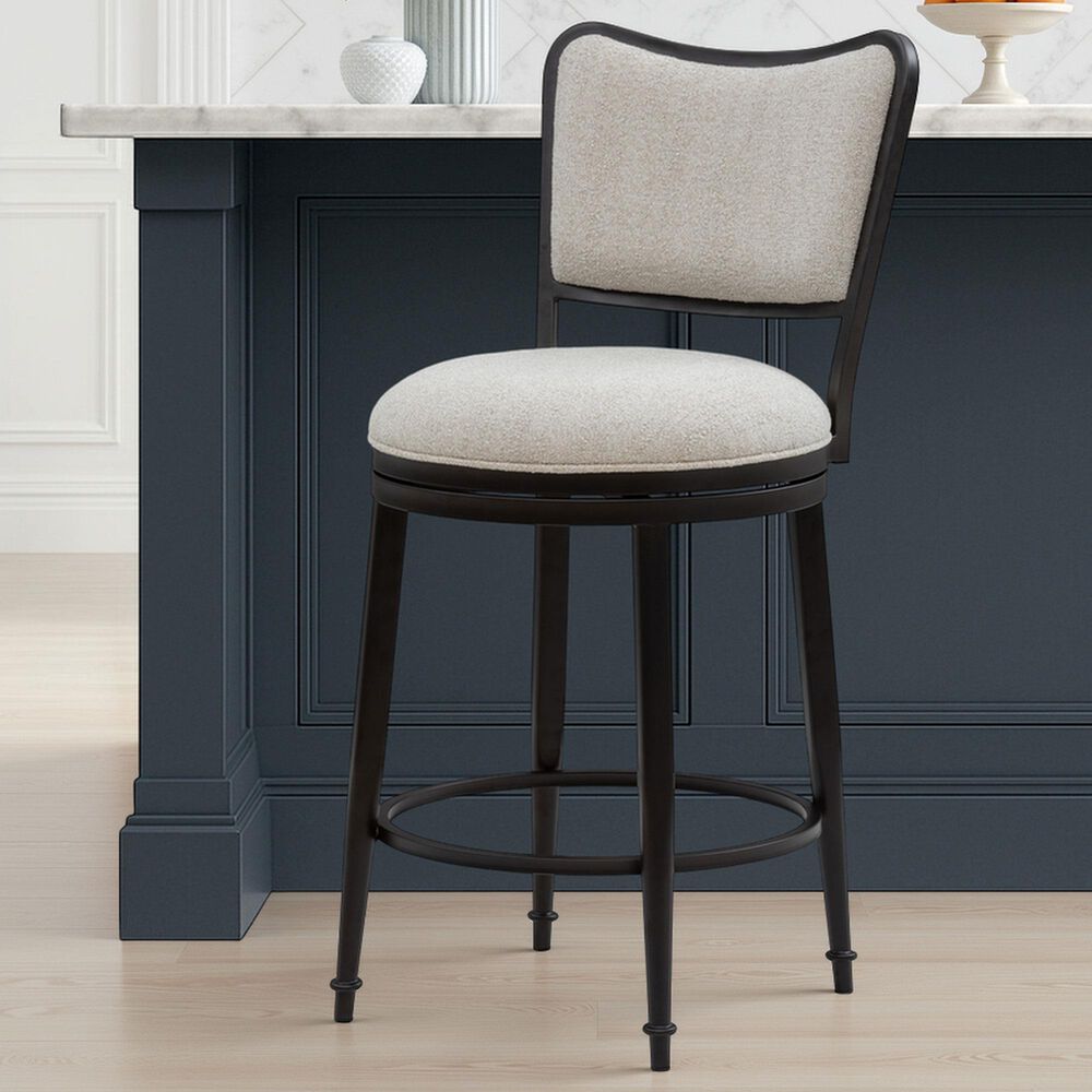 Armen Living Baxter Swivel Counter Height Stool in Cream, , large