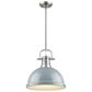Golden Lighting Duncan 1-Light Pendant with Rod in Pewter with a Seafoam Shade, , large