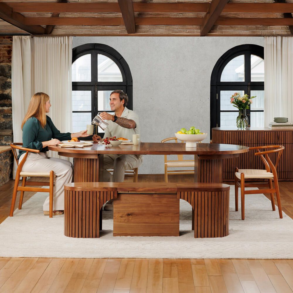 Transformer Table Round Dining Bench in Royal Walnut, , large