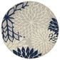 Nourison Aloha ALH05 5"3" Round Ivory and Navy Indoor/Outdoor Area Rug, , large