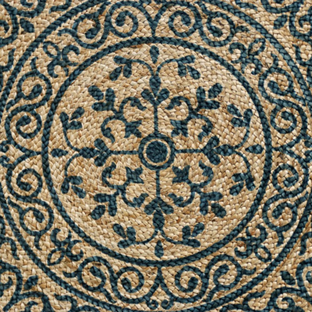 L&amp;R Resources Synergy 6&#39; Round Tan and Slate Teal Area Rug, , large