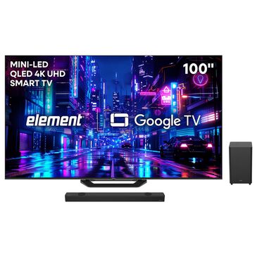 Element 100" Class Mini-LED QLED 4K - Smart Google TV with 3.1.2 Channel Soundbar System in Black, , large