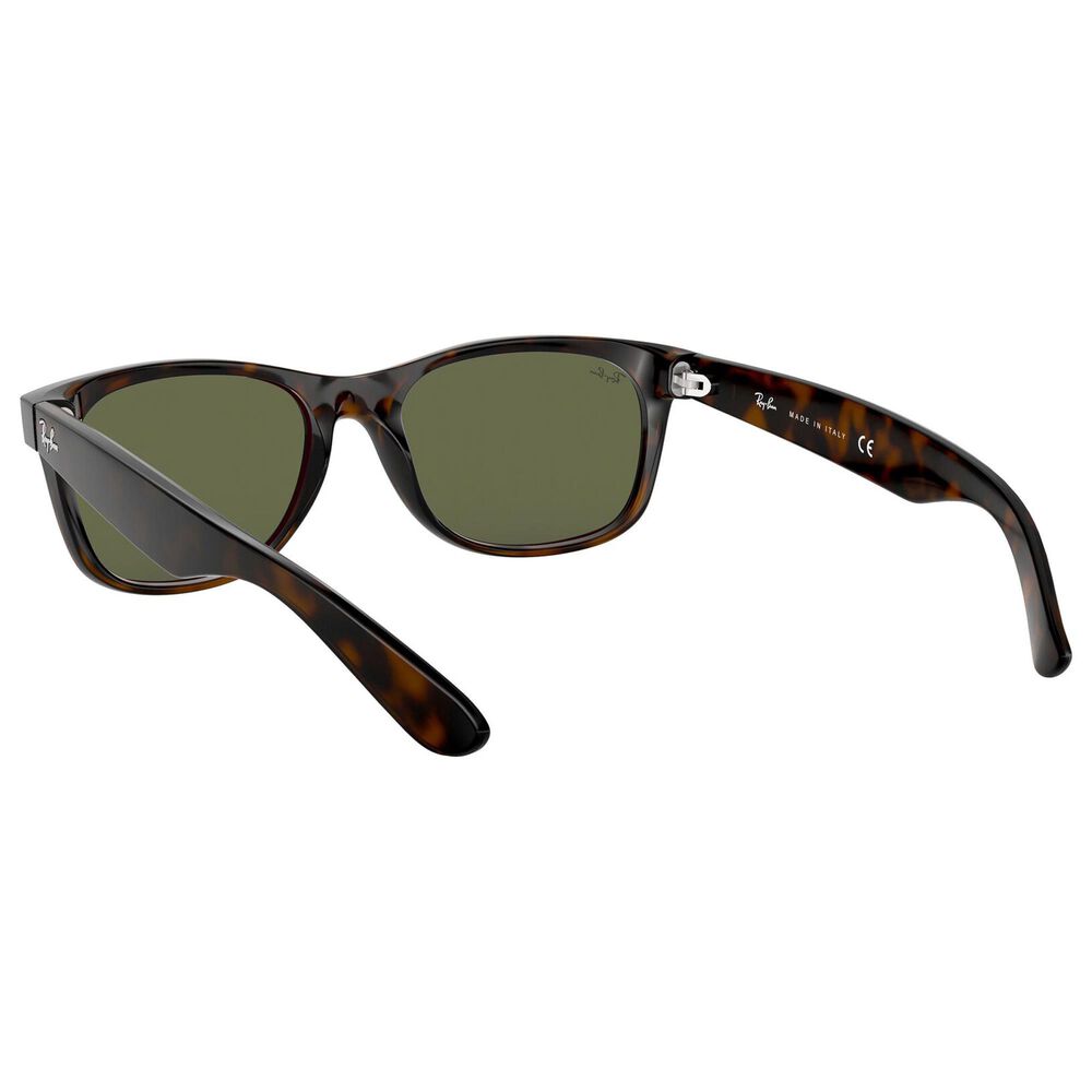 Rayban Glasses New Wayfarer Classic Sunglasses with G-15 Green Lenses in Polished Tortoise, , large