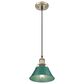 Golden Lighting Orwell 1-Light Small Pendant with Pine Green Shade in Aged Brass, , large
