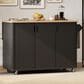 HOMLUX 51" Fluted Kitchen Island with Drop Leaf in Black Ash, , large