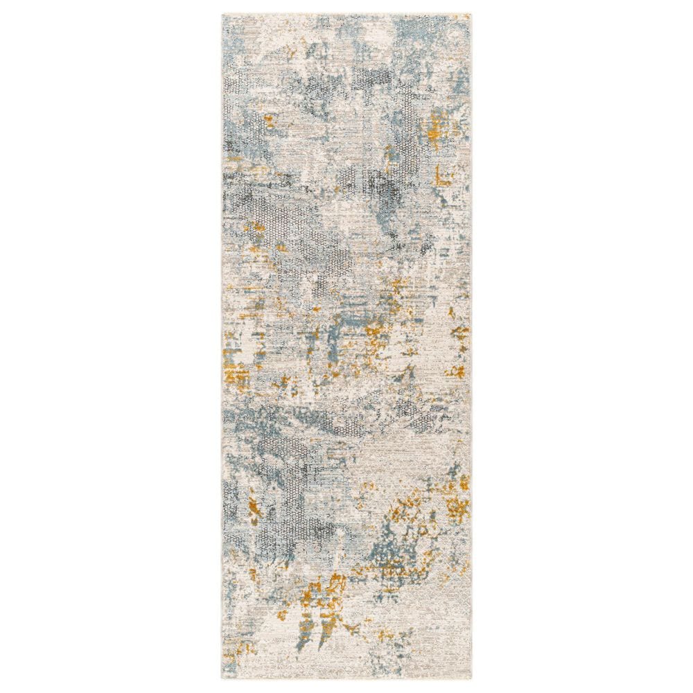 Surya Dresden Taupe, Off-White, Deep Teal, Dusty Sage, Ink Blue, Mustard and Light Gray 2"7" x 10" Runner, , large
