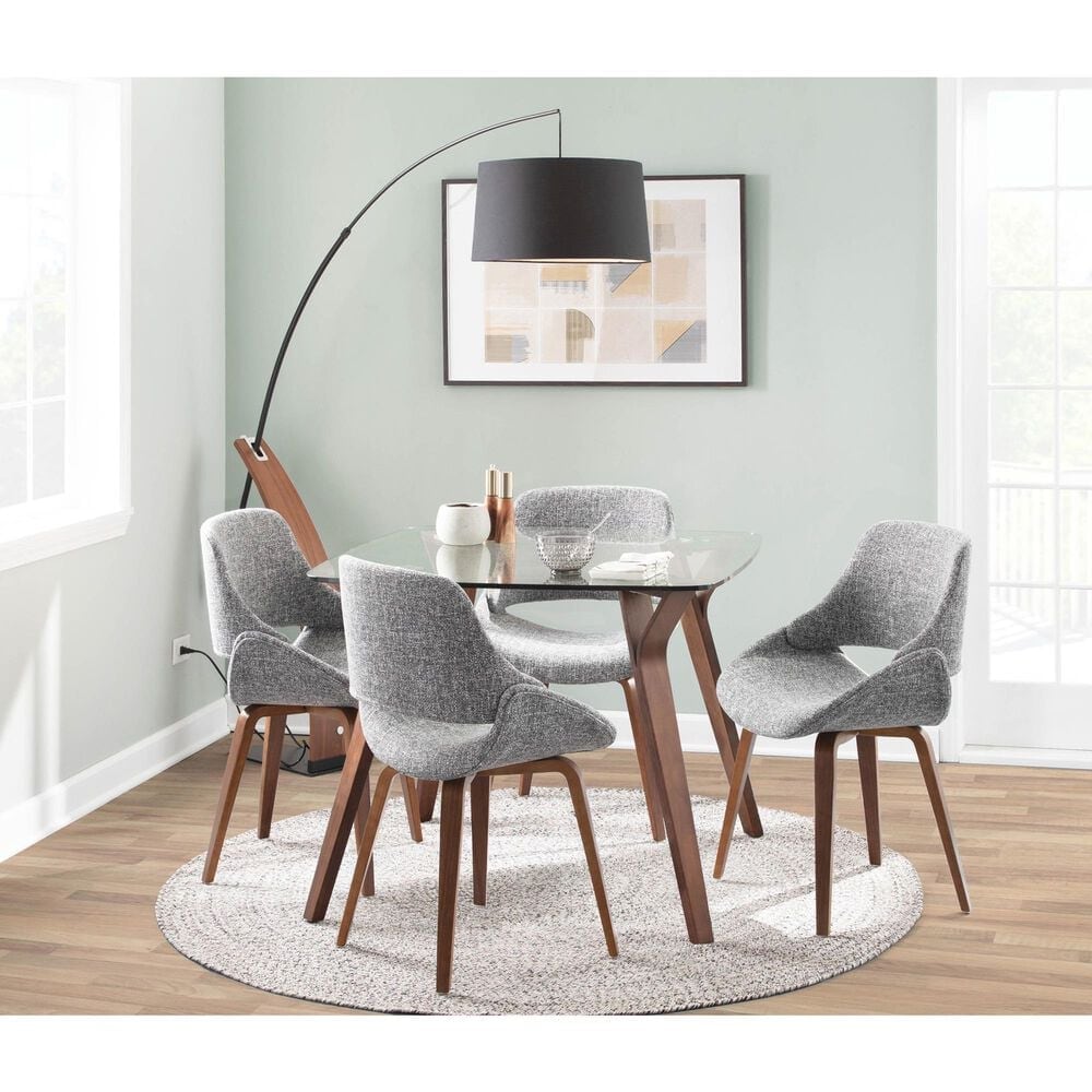 Lumisource Fabrico Side Chair with Grey Noise Upholstered in Walnut &#40;Set of 2&#41;, , large