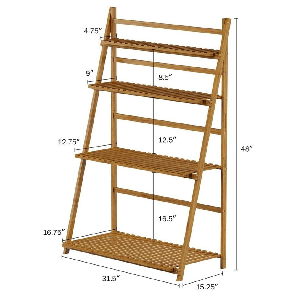 Timberlake Pure Garden 4-Tier Plant Stand in Natural Wood, , large