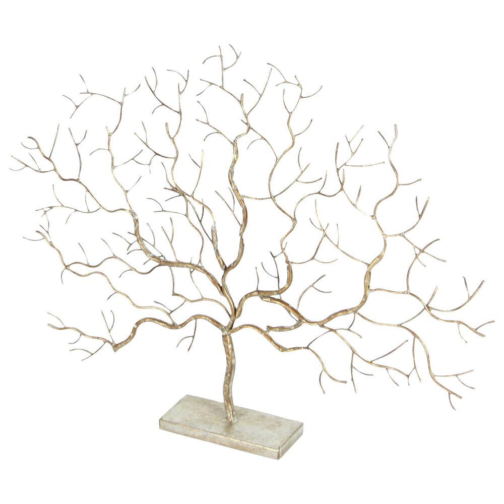 Maple and Jade 24&quot; x 32&quot; Winter Tree Sculpture in Silver and Gold, , large