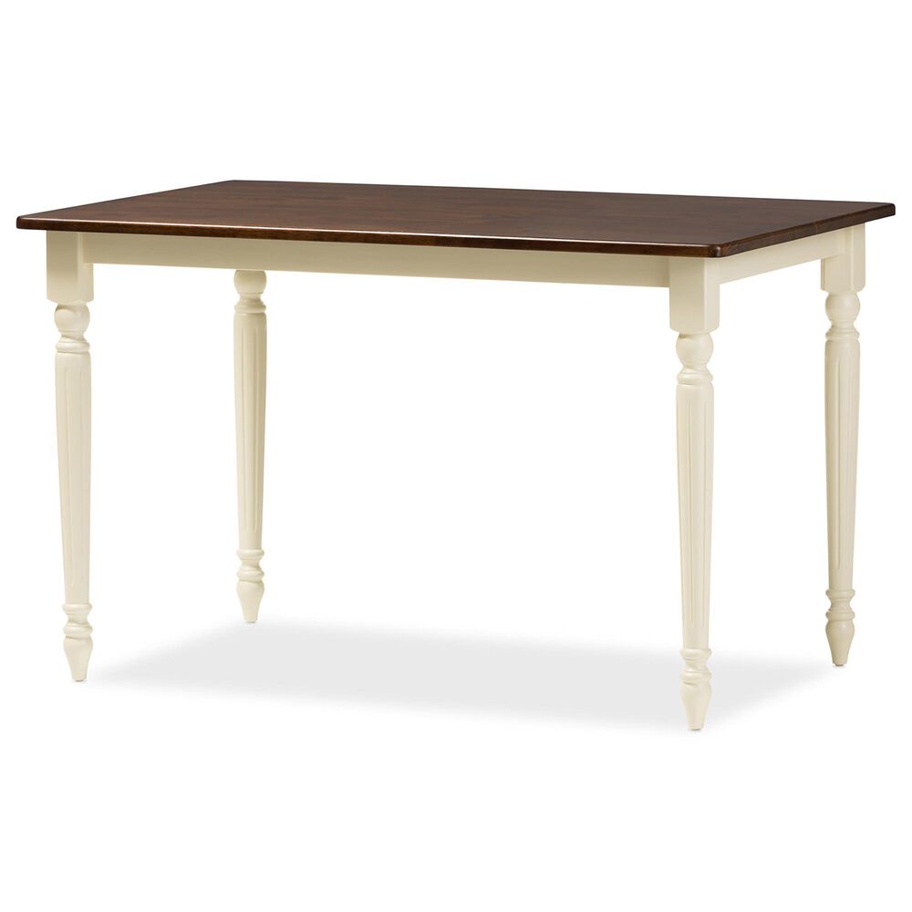 Baxton Studio Napoleon Dining Table in Antique cherry and Buttermilk - Table Only, , large