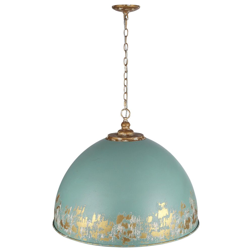 Golden Lighting Alison 8-Light Pendant with Teal Shade in Vintage Gold, , large