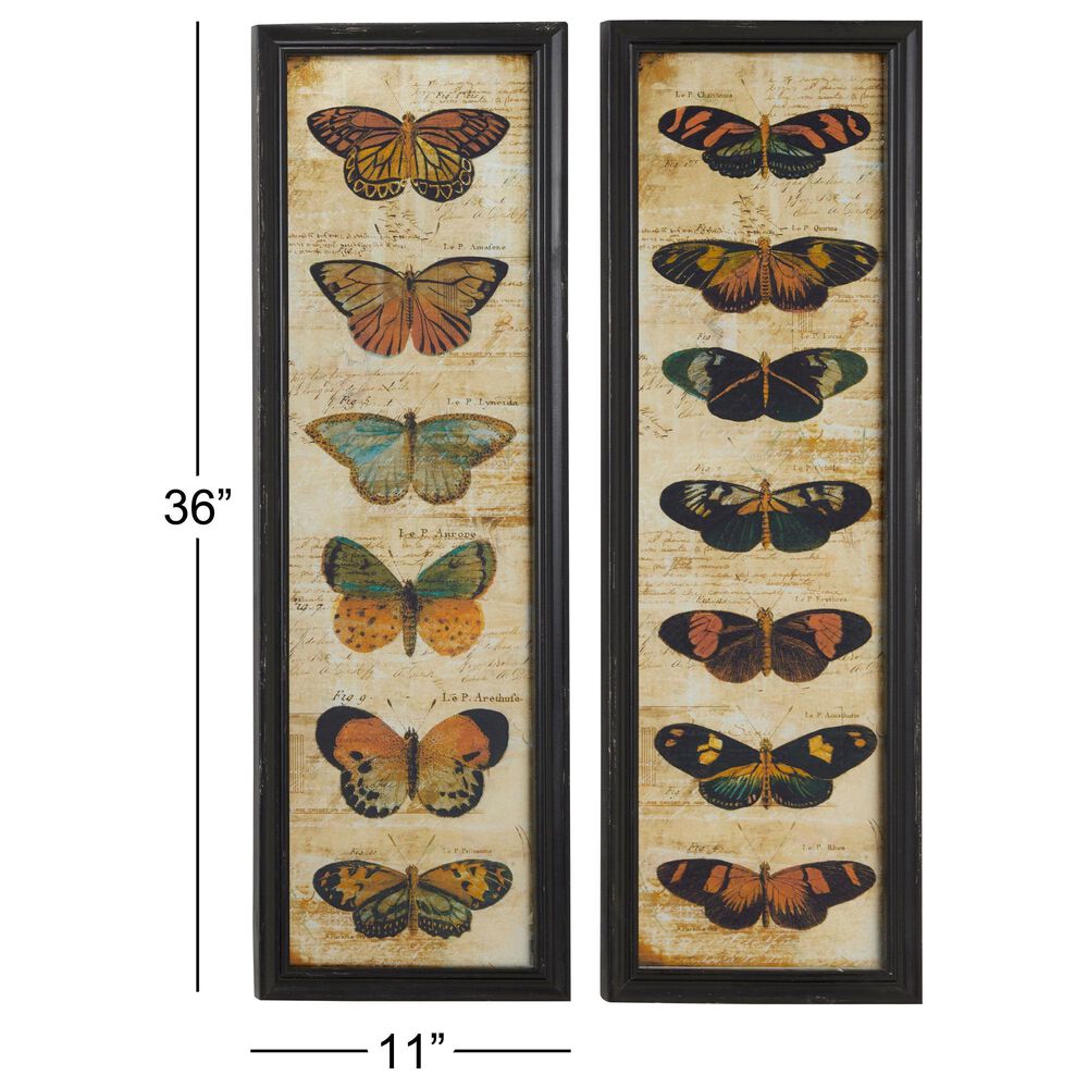 Maple and Jade 36&quot; x 11&quot; Butterfly Wall Art in Multicolor &#40;Set of 2&#41;, , large