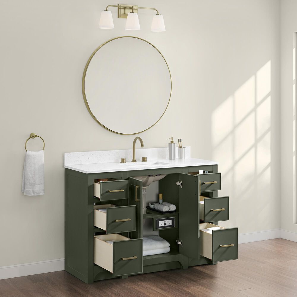 37B Lucerne 48" Single Bathroom Vanity in Deep Olive Green with Marble Top and Backsplash, , large