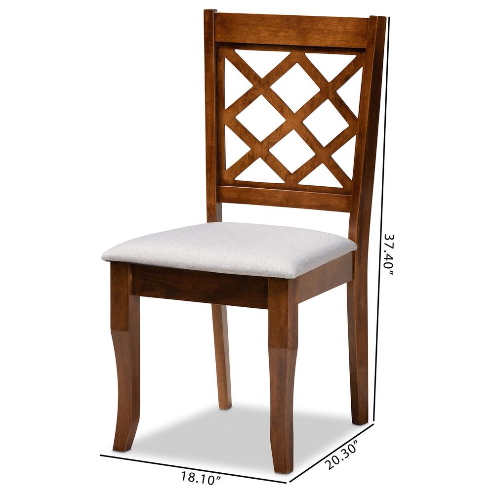 Baxton Studio Verner Side Chair with Grey Cushion in Walnut Brown (Set of 2), , large
