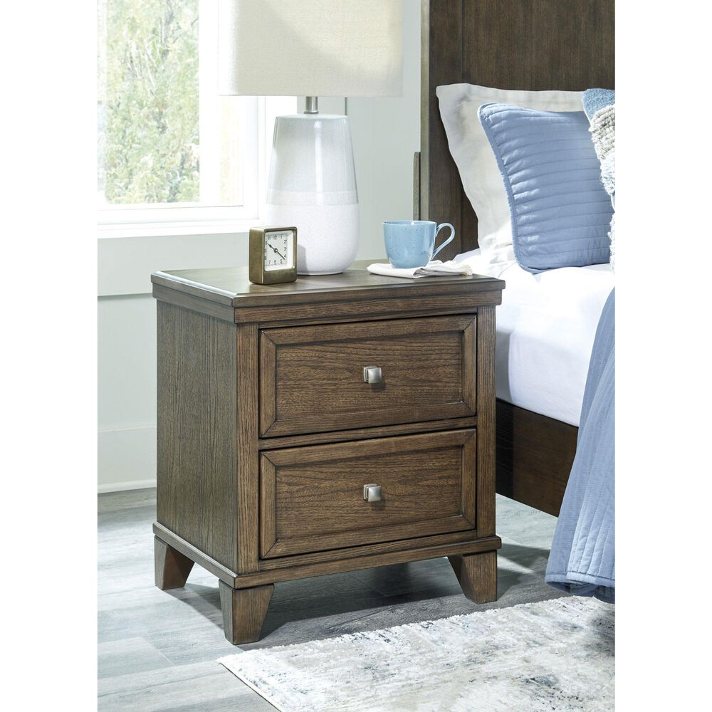 Ashley Queen Bed and Two Nightstands in Medium Brown, , large