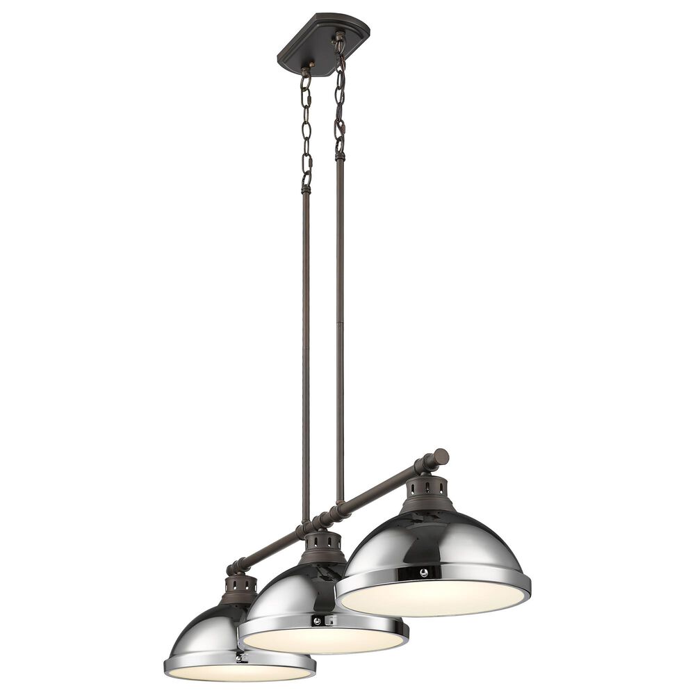 Golden Lighting Duncan 3-Light Pendant with Chrome Shade in Rubbed Bronze, , large