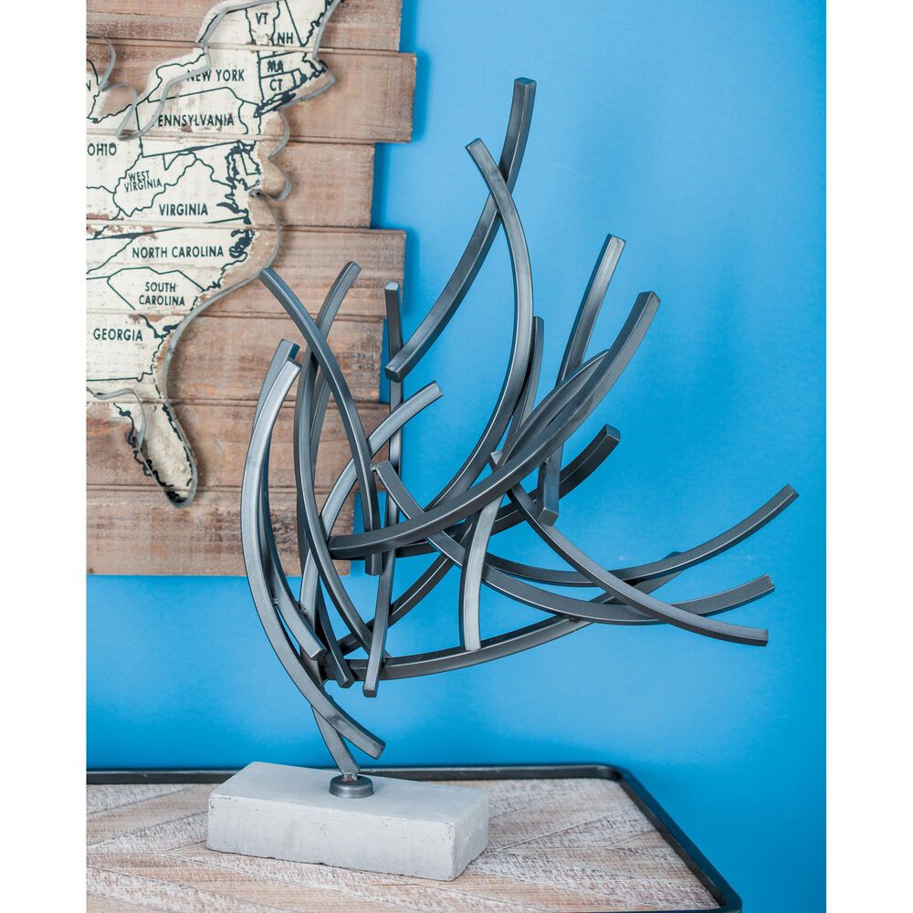 Maple and Jade Abstract Decorative Sculpture with Marble Base in Dark Gray and White, , large