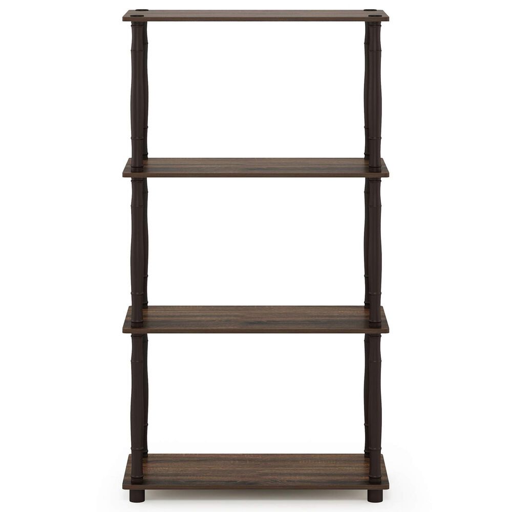 HOMLUX Turn-N-Tube 4-Tier Corner Open Storage Bookshelf in Walnut and Brown, , large