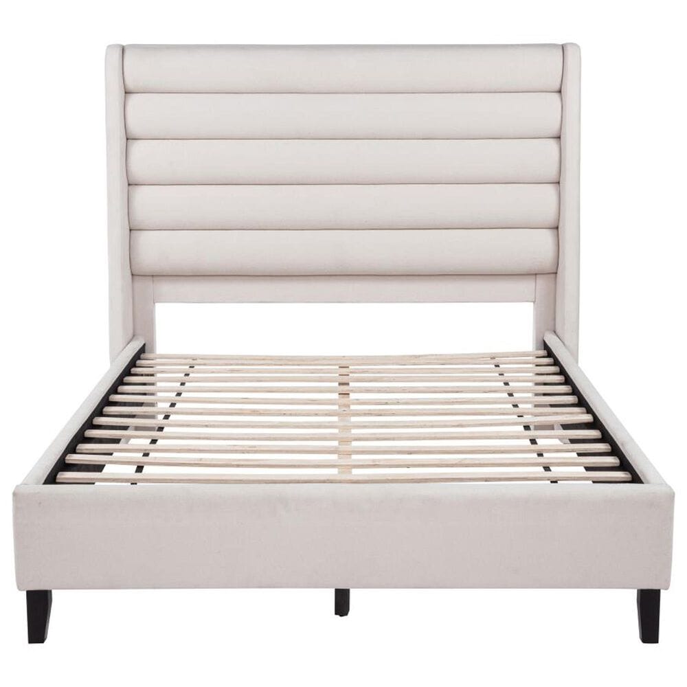 Pacific Landing Leslie Queen Upholstered Platform Bed in Beige, , large