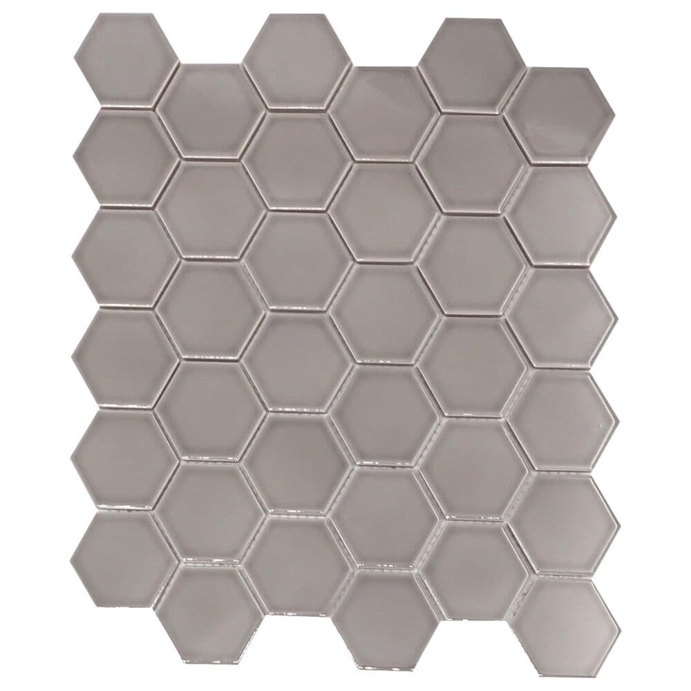 Emser Savvy Silver 2" x 2" Hexagon on 11" x 12" Porcelain Mosaic Sheet, , large