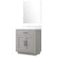 Lexora Home Abbey 30" Single Bathroom Vanity in White Oak with 2 cm White Carrara Marble Top, Rectangular Sink and 28" Mirror, , large